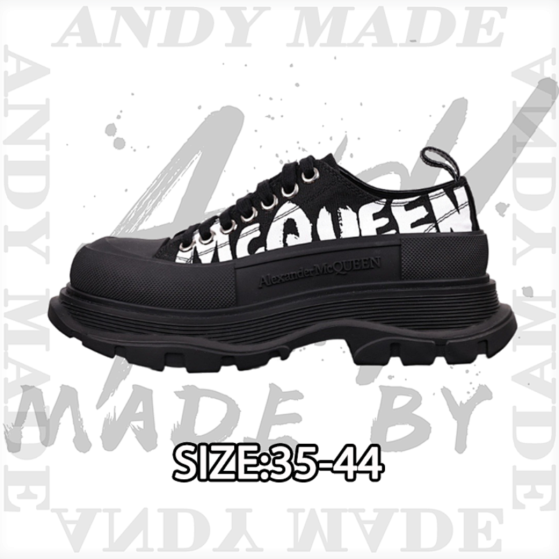 Alexander McQueen Lace-Up Leather Height-Increasing Black Graffiti Print