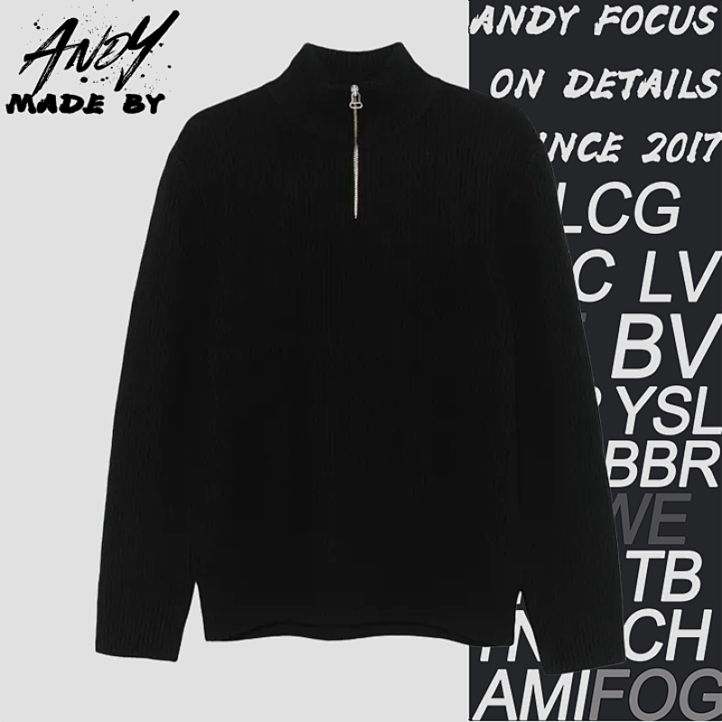 Vertical Striped Sweater With Sleeve Patch