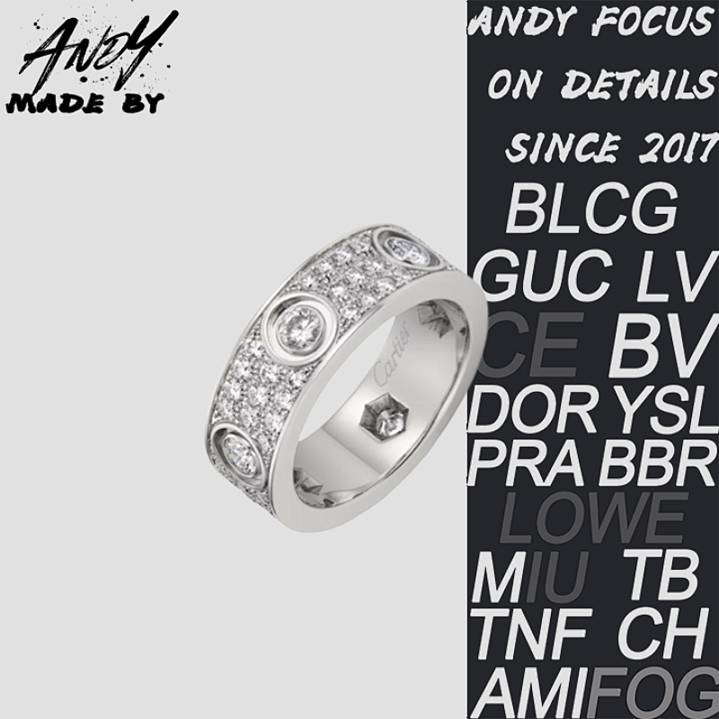 C Six Main Stone Full Diamond Ring In White Gold