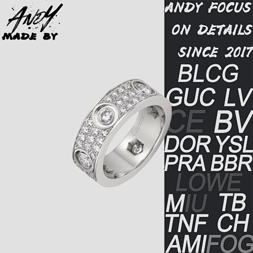 C Six Main Stone Full Diamond Ring In White Gold