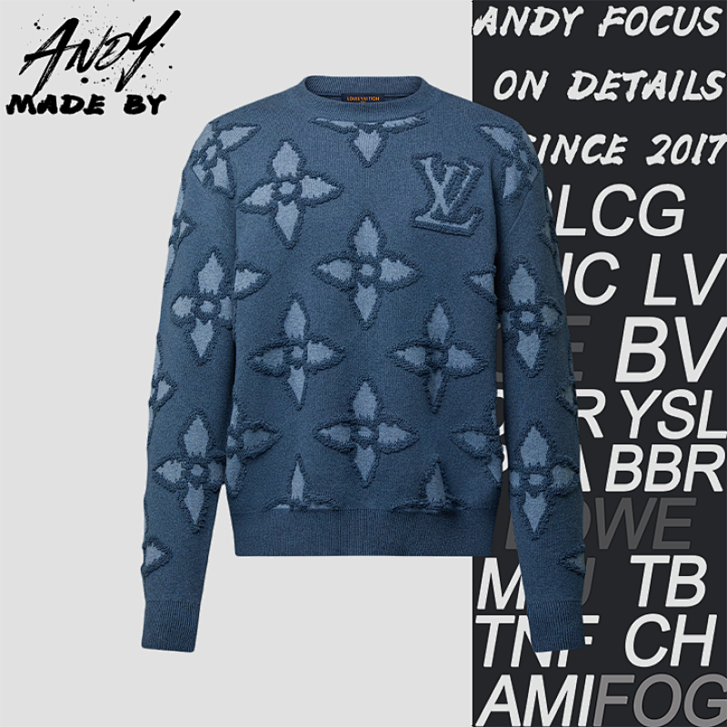 L V Circle Yarn Crochet Jacquard Sweater