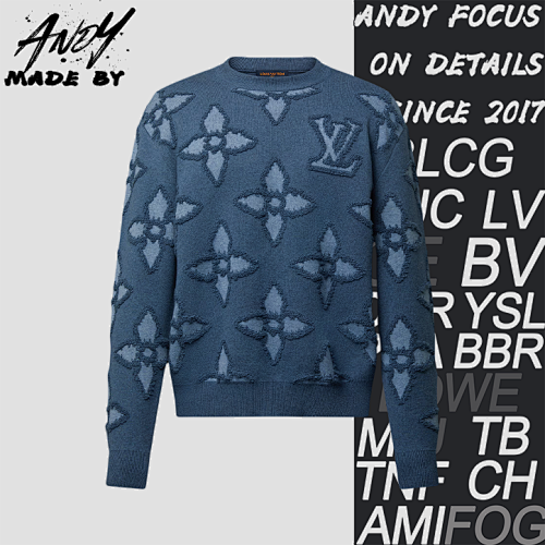 L V Circle Yarn Crochet Jacquard Sweater