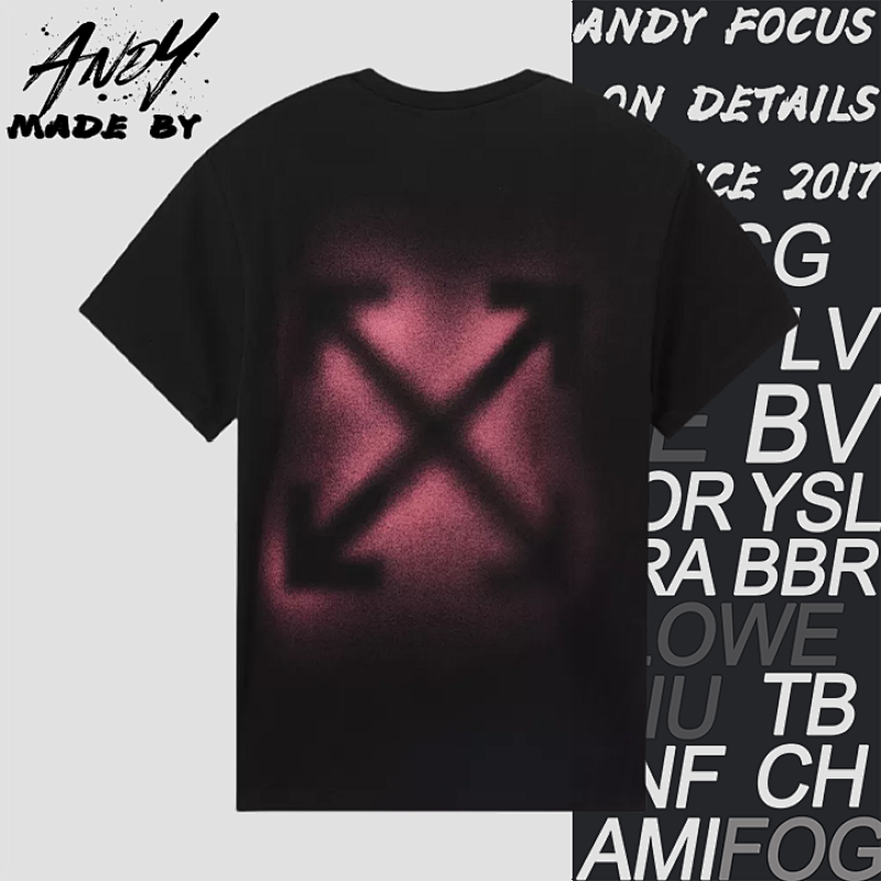 O FF Arrow Printed Short Sleeves - Black And Pink
