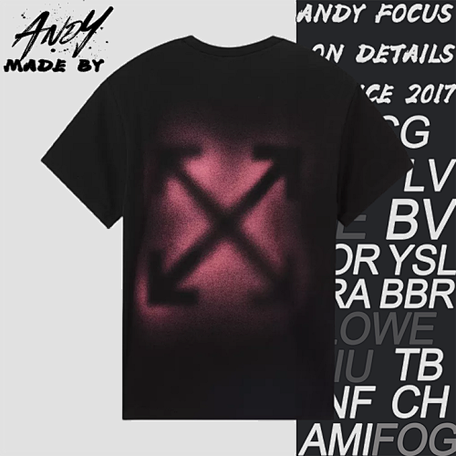 O FF Arrow Printed Short Sleeves - Black And Pink