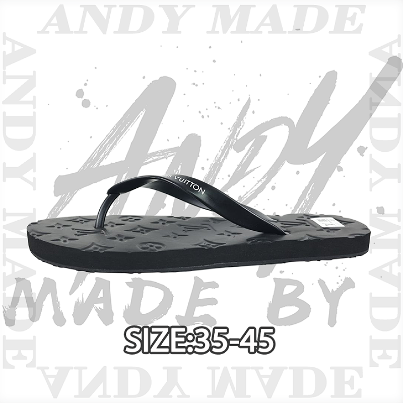 Louis Vuitton Embossed Black Flip-flops