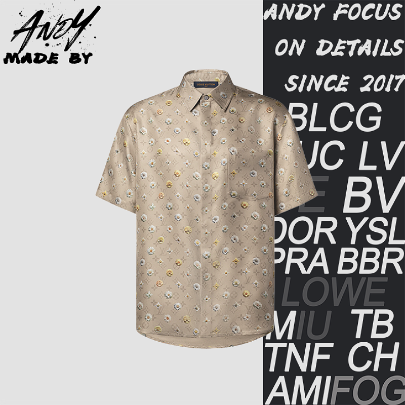 Short-sleeve Shirt With Full Daisy Vintage Print
