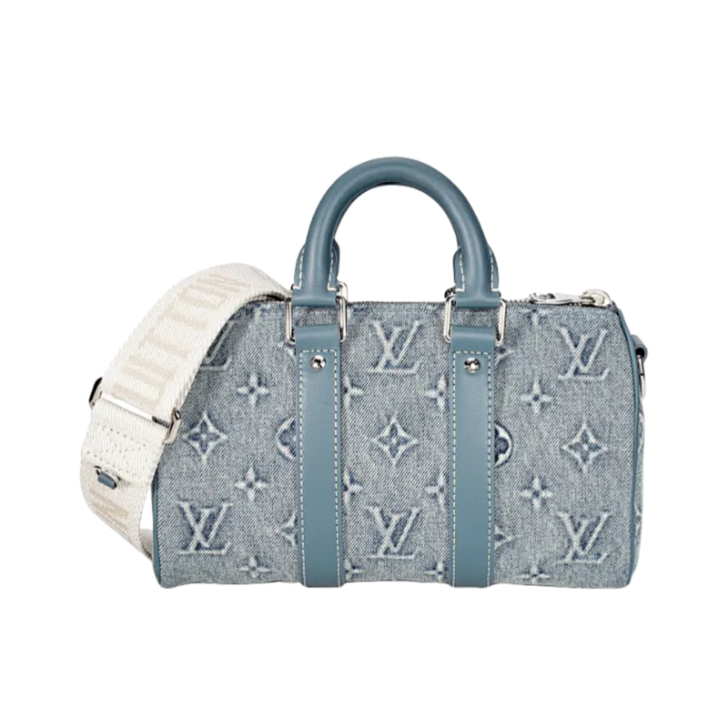 Louis Vuitton LV Washed Blue Denim Canvas Bag Small Size Key Details