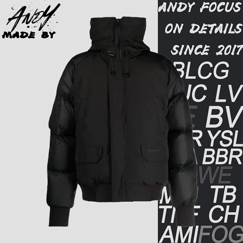 Soft-Sleeve Aviator Hooded Down Jacket