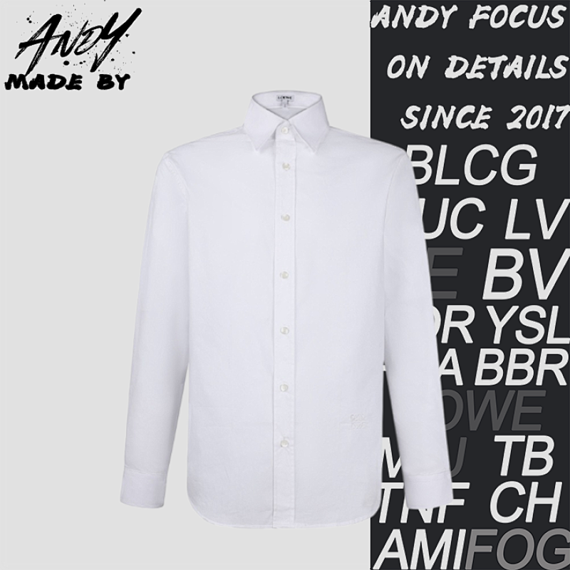 Loewe Cotton Single-Breasted Embroidered Long-Sleeve Shirt