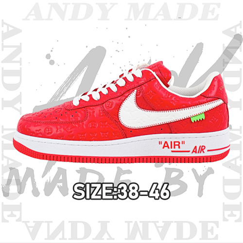 L V X Nike Air Force1Low Air Force Heavy Joint Brand Printed Red