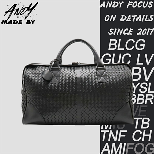 BV Full Sheepskin Woven Travel Bag Black