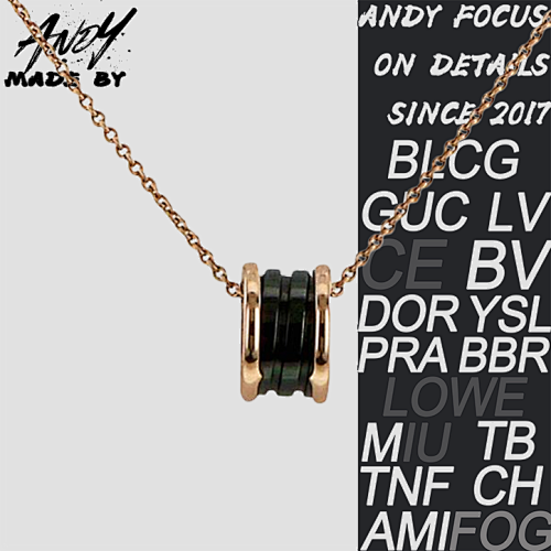 B Bulgari Black Ceramic Necklace Rose Gold