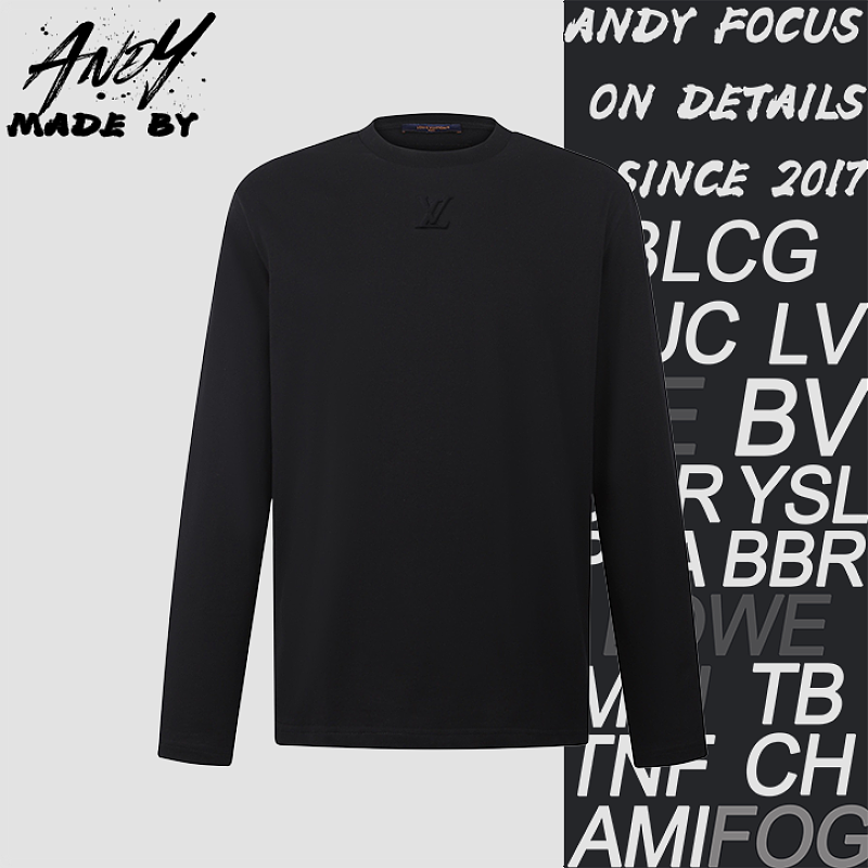 L V Embossed Logo Long-Sleeve T-Shirt