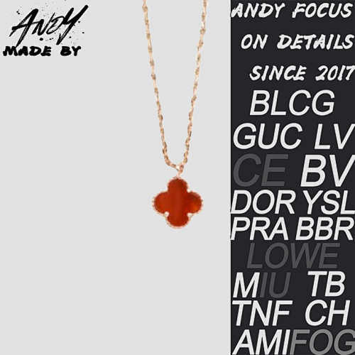 Van Four-leaf Clover Necklace Red Agate Small Size