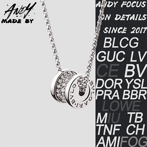 B Bulgari Full Diamond Small Waist Necklace In White Gold