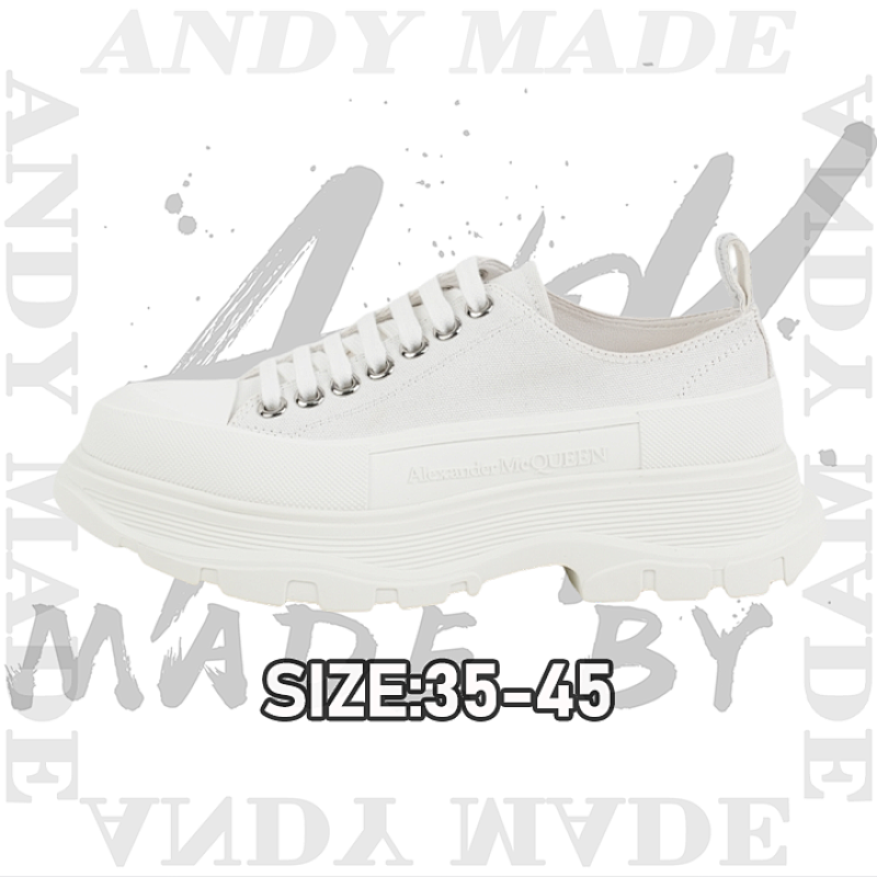Alexander McQueen 52 Platform Shoes Thick Sole Heightening Sneakers White