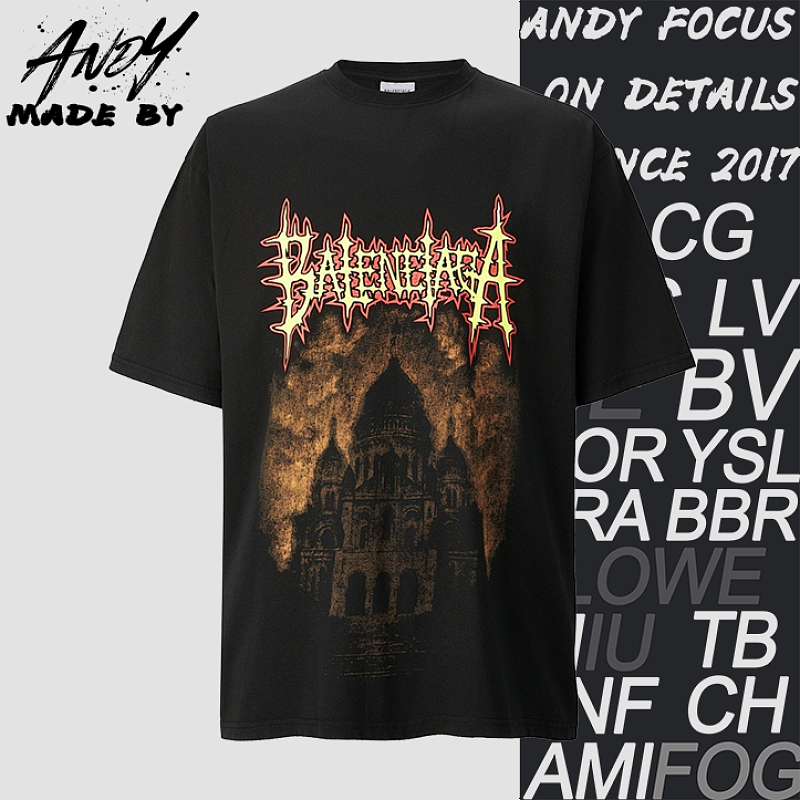 Balenciaga Paris Castle Direct Print Short-Sleeve T-Shirt