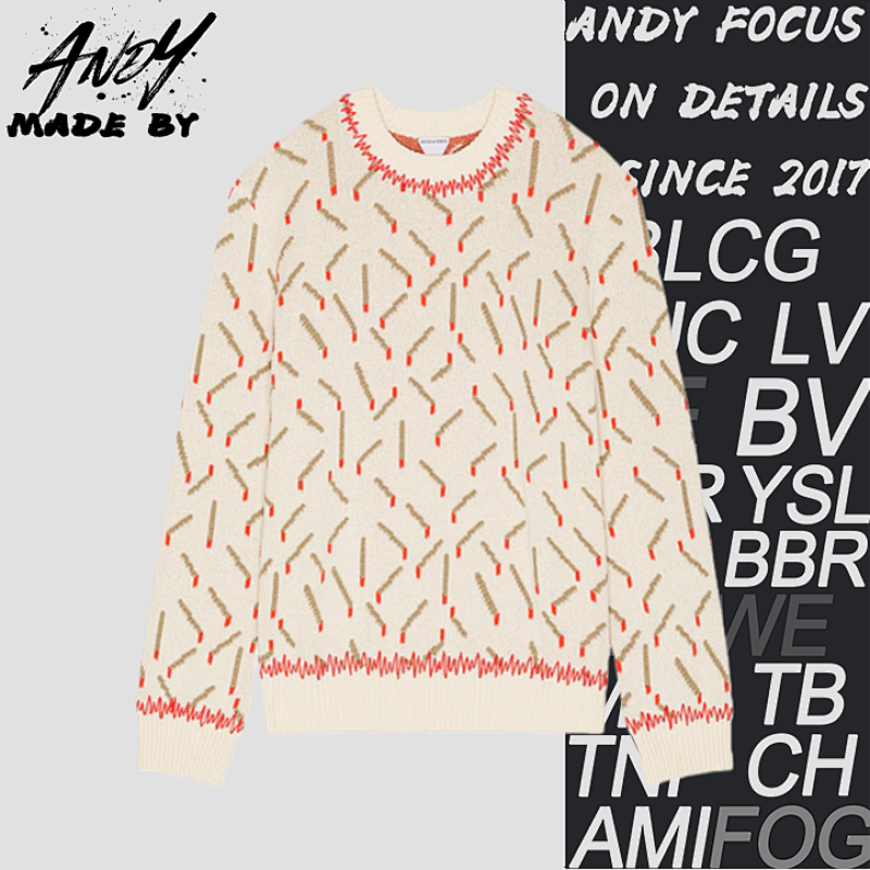 Matchstick Print Sweater Crew Neck