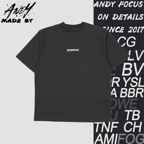 Balenciaga Casual Short-sleeve T-shirt With Pink Letter Print And Round Neck