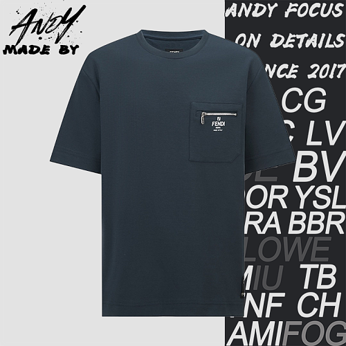 Fendi Zippered Pocket With Printed Logo Short-Sleeve T-Shirt