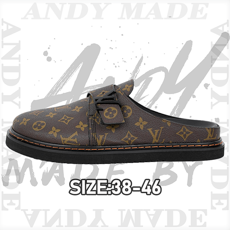 Louis Vuitton LV Leather Patchwork Birkenstock Half-closed-toe Slippers