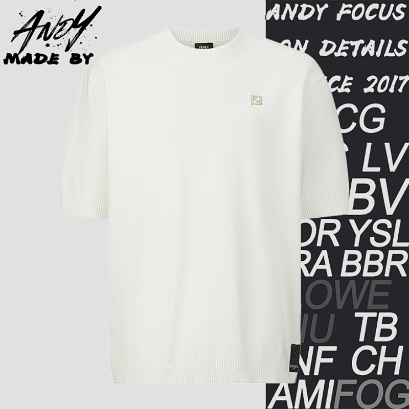 Double F Hardware Label Cotton Wool Knit Short Sleeve