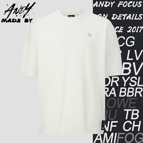 Double F Hardware Label Cotton Wool Knit Short Sleeve