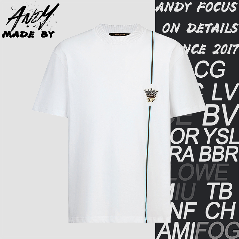 Louis Vuitton Printed Striped Crown Logo Short-Sleeve T-Shirt