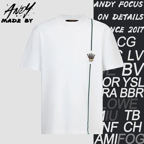 Louis Vuitton Printed Striped Crown Logo Short-Sleeve T-Shirt