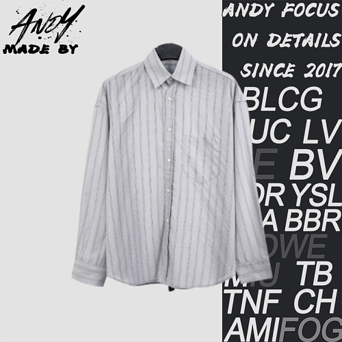As A Gray Striped Long-sleeved Shirt