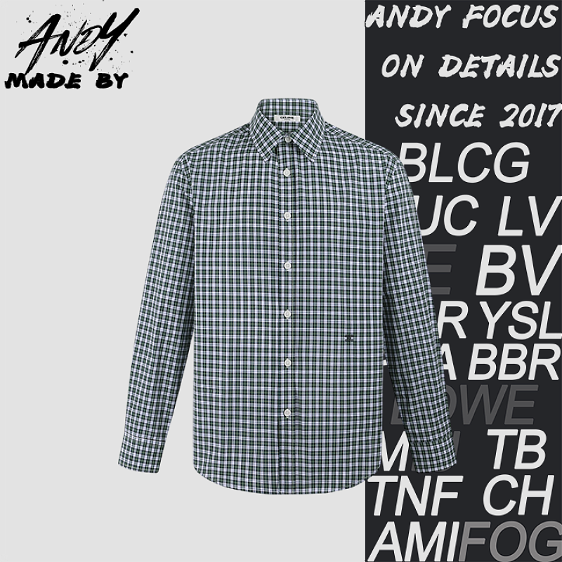 Checkered Cotton Poplin Shirt With Embroidered Logo