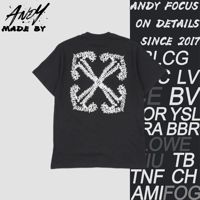 OW 24ss Wavy Anchor Arrow Embroidered Short-sleeved Shirt