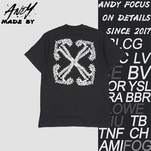 OW 24ss Wavy Anchor Arrow Embroidered Short-sleeved Shirt