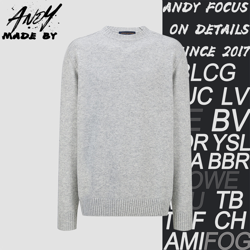 Louis Vuitton Solid Color Knit Sweater With Leather Label At The Back Neck