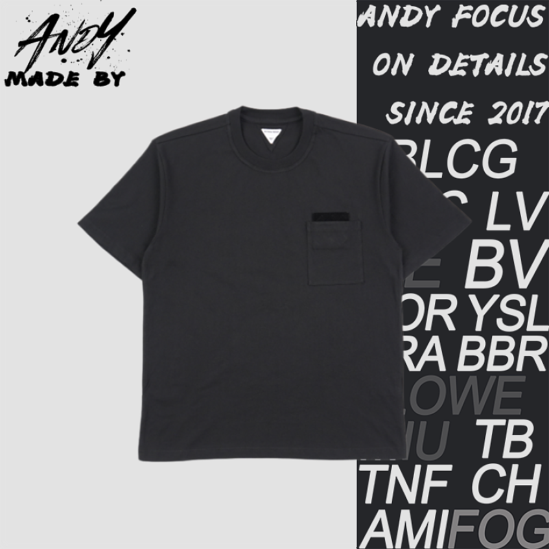 Pocket Leather Knit Short-sleeved Shirt