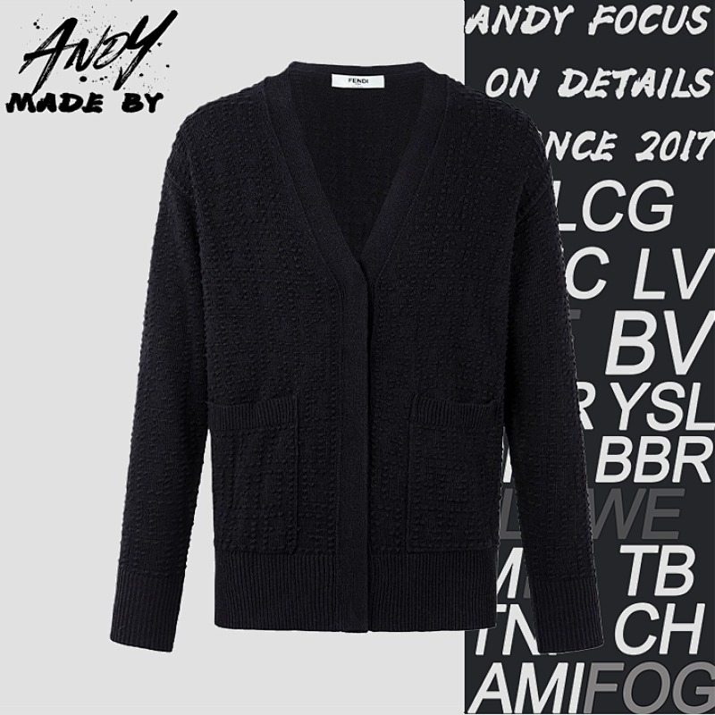 Guppy Jacquard V-neck Cardigan Long Sleeve Sweater