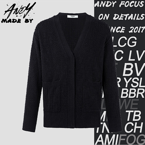 Guppy Jacquard V-neck Cardigan Long Sleeve Sweater