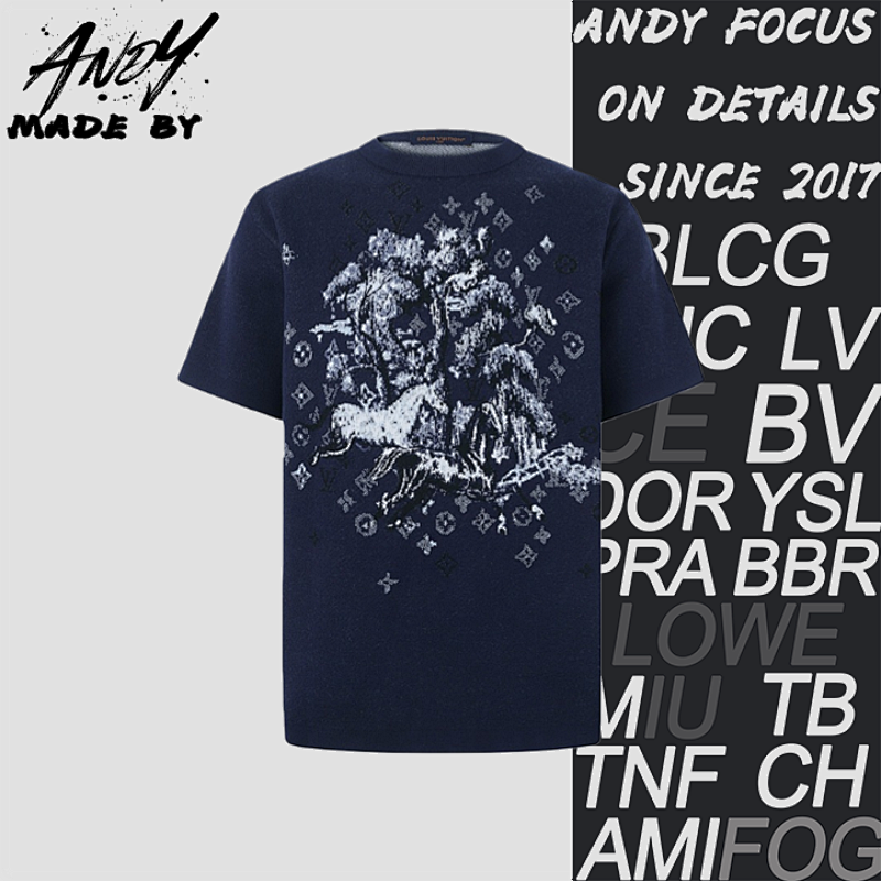 Louis Vuitton Wool Jacquard Pattern Crew Neck Short-Sleeve T-Shirt