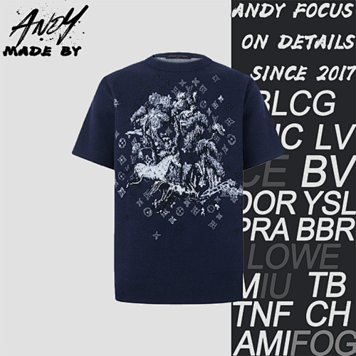 Louis Vuitton Wool Jacquard Pattern Crew Neck Short-Sleeve T-Shirt