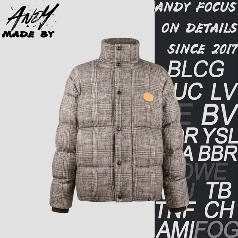 L V26SS Stand Collar Plaid Tweed Jacket With Waist Belt