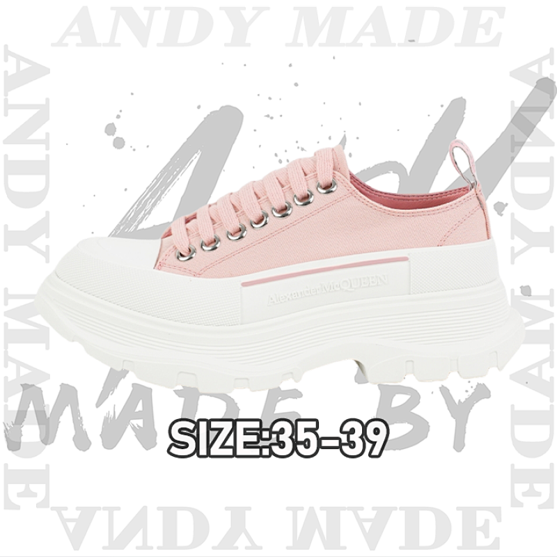 Alexander McQueen 52 Platform Shoes Thick Sole Heightening Sneakers Pink