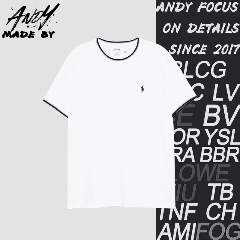 Piqué Round Neck Color-blocked Short-sleeved Shirt