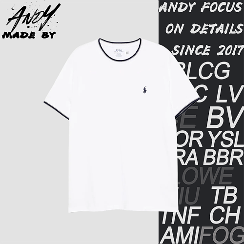 Piqué Round Neck Color-blocked Short-sleeved Shirt