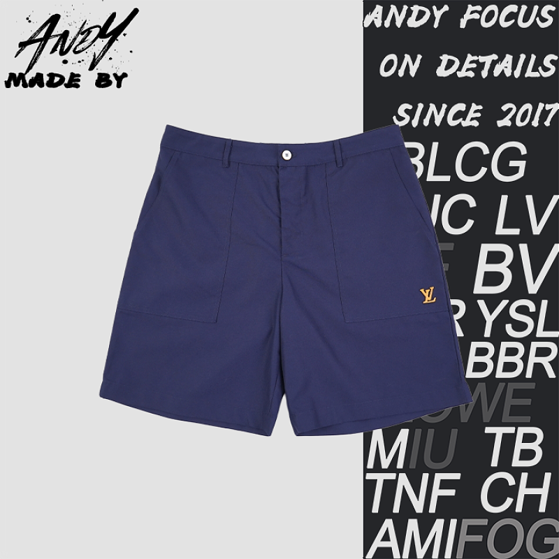 Retro Letter Patchwork Shorts - Dark Blue