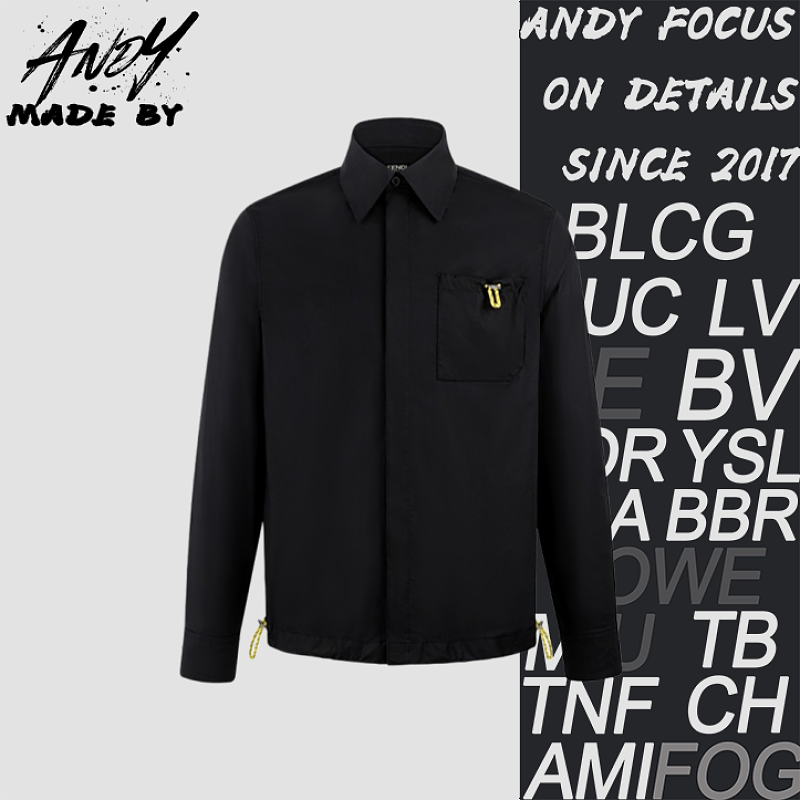 Contrast-Collar Drawstring Patch-Pocket Poplin ShirtItem ID
