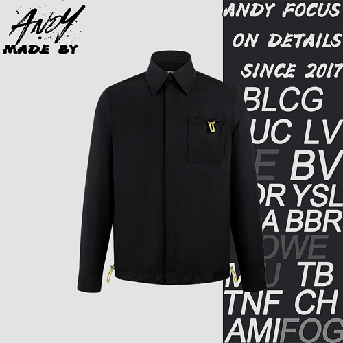 Contrast-Collar Drawstring Patch-Pocket Poplin ShirtItem ID