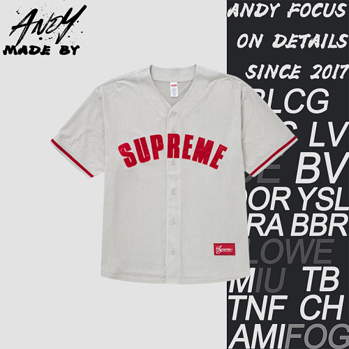 Supreme Sup Suede Mesh Baseball Jersey Short Sleeve