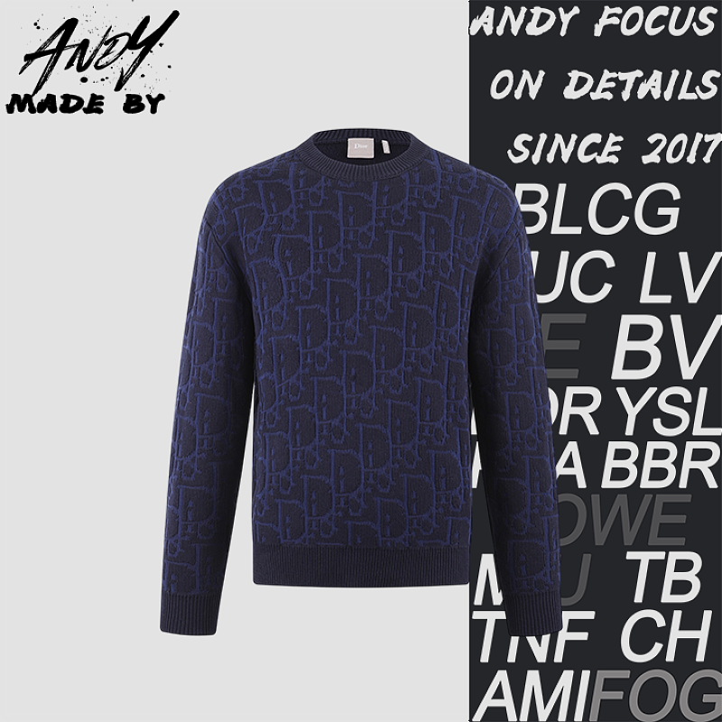 Cotton Blend Jacquard Logo Knit Sweater