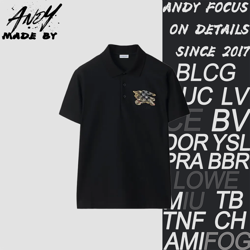 Bbr Plaid War Horse Embroidered Polo Short Sleeves-black