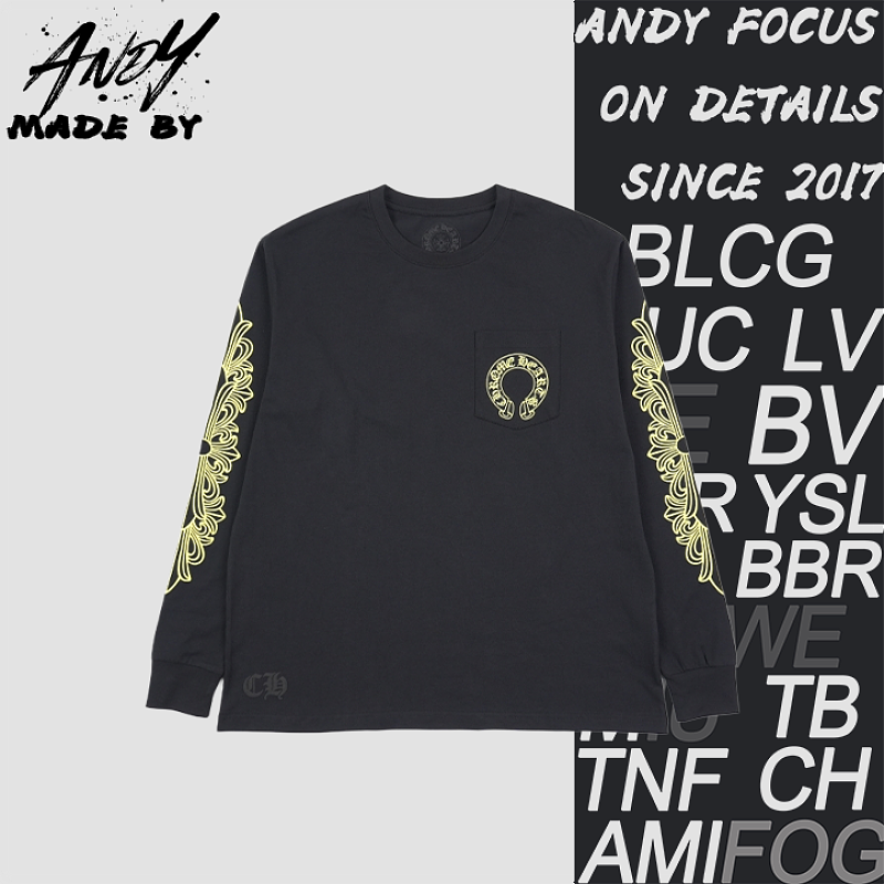 Crucifix Sleeve Sanskrit Scroll Print Long Sleeve - Black Yellow